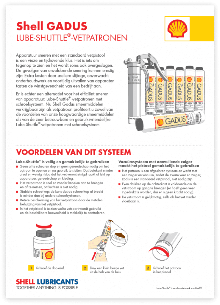 Shell Gadus Lube-Shuttle® schroefcartridges: de toekomst in schone en efficiënte smeertoepassingen 1 An image of , Whitepapers, Shell Gadus Lube-Shuttle® schroefcartridges: de toekomst in schone en efficiënte smeertoepassingen