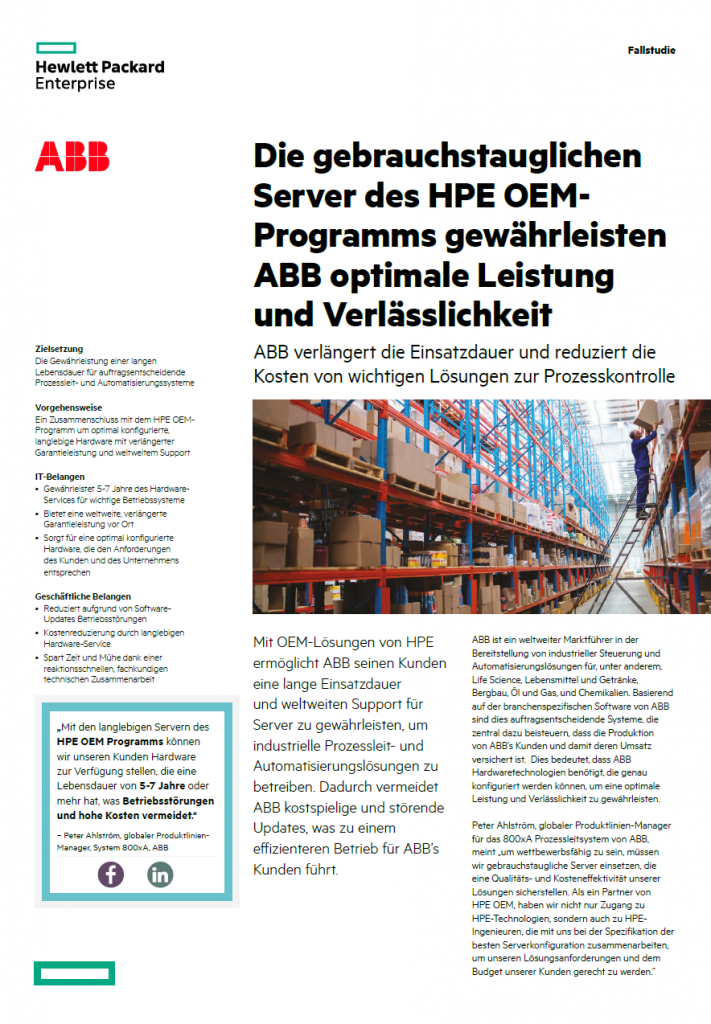 German Case Study for HPE OEM showing ABB