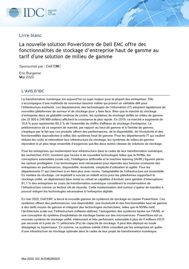 Livre blanc IDC : Fournir des fonctionnalités de stockage novatrices avec Dell EMC 2 An image of Dell, , Livre blanc IDC : Fournir des fonctionnalités de stockage novatrices avec Dell EMC