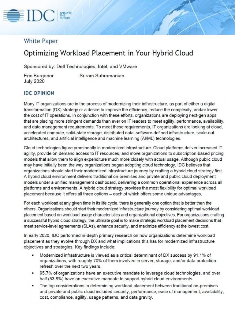 Optimizing Workload Placement in Your Hybrid Cloud 1 An image of hybrid cloud, , Optimizing Workload Placement in Your Hybrid Cloud