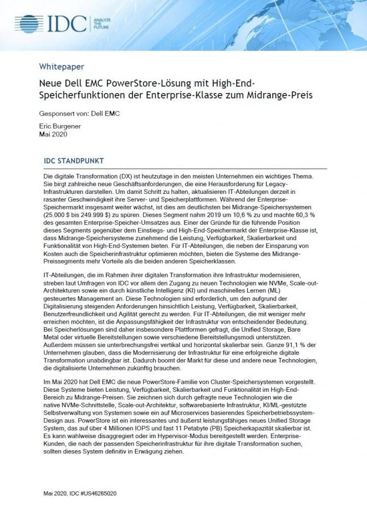 IDC-Whitepaper: Delivering Transformative Storage Features with Dell EMC 3 An image of , , IDC-Whitepaper: Delivering Transformative Storage Features with Dell EMC