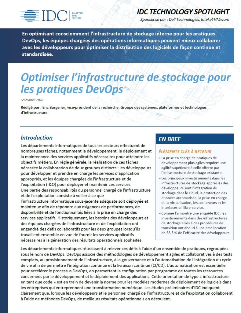 Optimiser l’infrastructure de stockage pour les pratiques DevOps 5 Dell, , Optimiser l’infrastructure de stockage pour les pratiques DevOps